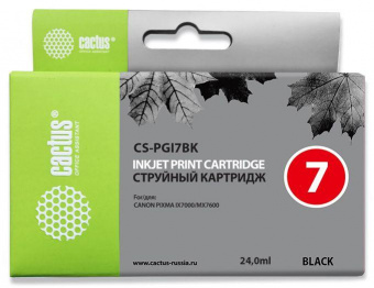 Картридж струйный Cactus CS-PGI7BK черный (24мл) для Canon Pixma MX7600/iX7000 от магазина РЭССИ
