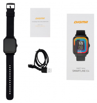 Смарт-часы Digma Smartline E4 1.69" IPS корп.черный рем.черный (E4B) от магазина РЭССИ