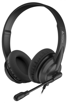 Наушники с микрофоном A4Tech HU-10 черный 2м накладные USB оголовье (HU-10/USB/BLACK) от магазина РЭССИ