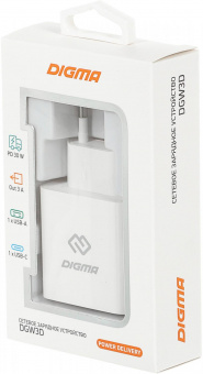 Сетевое зар./устр. Digma DGW3D 30W 3A (PD+QC) USB-C/USB-A универсальное белый (DGW3D0F110WH) от магазина РЭССИ
