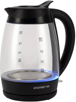Чайник электрический Polaris PWK 2006CGL 2л. 2200Вт черный корпус: стекло/пластик (020346) от магазина РЭССИ