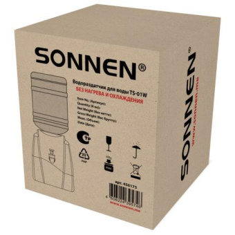 Кулер-водораздатчик SONNEN Ts-01w без нагрева и охлаждения настольный 1 кран белый 456175 от магазина РЭССИ