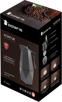 Кофеварка Polaris Kontur-4C алюминий серый (015182) от магазина РЭССИ