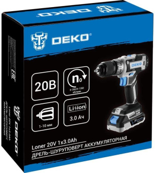 Дрель-шуруповерт Deko Loner 20V аккум. патрон:быстрозажимной (085-1006) от магазина РЭССИ