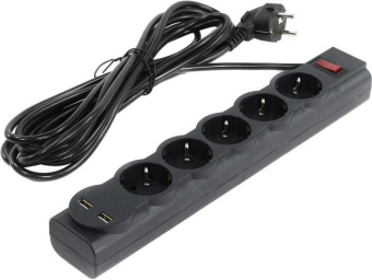 Сетевой фильтр Defender DFS 755 5м (5 розеток) черный (коробка) от магазина РЭССИ
