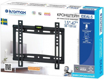 Кронштейн для телевизора Kromax IDEAL-5 белый 15"-47" макс.35кг настенный фиксированный от магазина РЭССИ