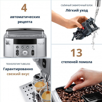 Кофемашина Delonghi Magnifica Smart ECAM250.31.SB 1450Вт серебристый от магазина РЭССИ
