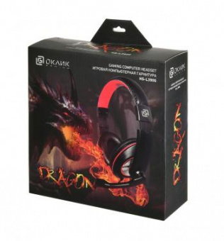 Наушники с микрофоном Оклик HS-L390G DRAGON черный/красный 1.8м мониторные оголовье (1100413) от магазина РЭССИ