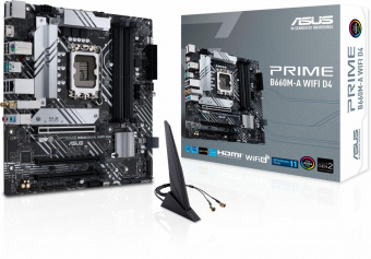 Материнская плата Asus PRIME B660M-A WIFI D4 Soc-1700 Intel B660 4xDDR4 mATX AC`97 8ch(7.1) GbLAN RAID+HDMI+DP от магазина РЭССИ