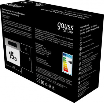 Светильник фасадный Gauss GS091 0.04Вт светодиод.лампа солнеч.бат. черный от магазина РЭССИ