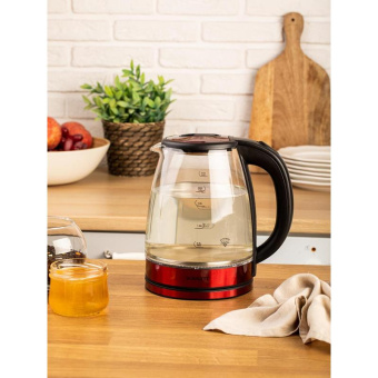 Чайник электрический Scarlett SC-EK27G102 1.8л. 1800Вт красный/черный корпус: стекло от магазина РЭССИ