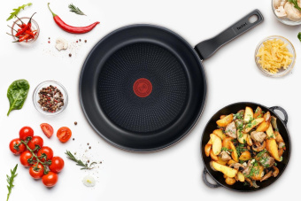 Сковорода Tefal Force 4218926 круглая 26см покрытие: Titanium ручка несъемная (с крышкой) черный (9100048322) от магазина РЭССИ