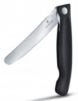 Нож кухонный Victorinox Swiss Classic (6.7191.F3) стальной складной для овощей лезв.110мм серрейт. заточка черный карт.коробка от магазина РЭССИ