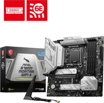 Материнская плата MSI MAG B760M MORTAR WIFI II Soc-1700 Intel B760 4xDDR5 mATX AC`97 8ch(7.1) 2.5Gg+HDMI+DP от магазина РЭССИ