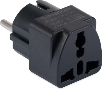 Адаптер-переходник SunWind SW-A120B (1 розетка) черный (коробка) от магазина РЭССИ