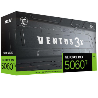 Видеокарта MSI PCI-E 5.0 RTX 5060 Ti 16G VENTUS 3X OC NVIDIA GeForce RTX 5060TI 16Gb 128bit GDDR7 2602/28000 HDMIx1 DPx3 HDCP Ret от магазина РЭССИ