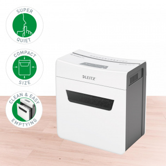 Шредер Leitz IQ Protect Premium 6X белый (секр.P-4) фрагменты 6лист. 10лтр. скрепки скобы от магазина РЭССИ