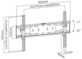 Кронштейн для телевизора Ultramounts UM842T черный 37"-75" макс.50кг настенный наклон от магазина РЭССИ