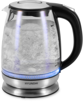 Чайник электрический Hyundai HYK-G8800 1.7л. 2200Вт черный/серебристый корпус: стекло от магазина РЭССИ