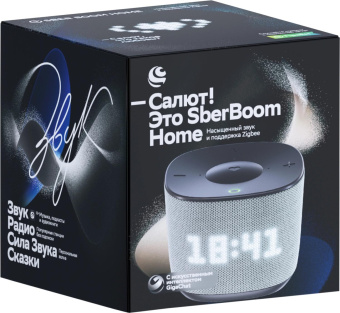 Умная колонка Sber Boom Home SBDV-00171G Салют серый 8W Mono BT/Wi-Fi (без.бат) от магазина РЭССИ