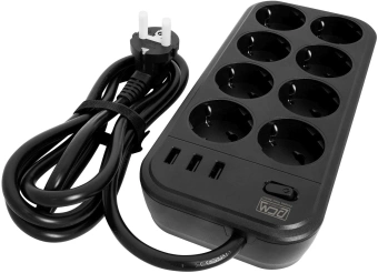 Сетевой фильтр Powercom SP-08 USB03AB 1,8 m 1.8м (8 розеток) черный (коробка) от магазина РЭССИ