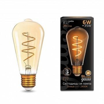 Лампа филам. Gauss Filament ST64 6Вт цок.:E27 эдисон 220B св.свеч.бел.теп. (упак.:10шт) (157802006) от магазина РЭССИ