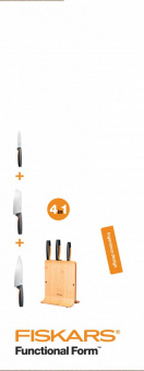 Набор ножей кухон. Fiskars Functional Form (1057553) компл.:3шт с подставкой дерево/черный от магазина РЭССИ
