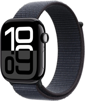 Смарт-часы Apple Watch Series 10 A2999 46мм 2.1" OLED корп.черный Sport Loop рем.черный разм.брасл.:145-220мм (MWWR3LW/A) от магазина РЭССИ