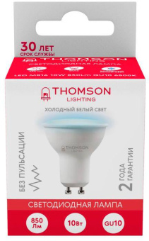 Лампа светодиодная Thomson TH-B2328 10Вт цок.:GU10 полусф. 220B 6500K св.свеч.бел.хол. MR16 (упак.:1шт) от магазина РЭССИ