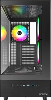 Корпус Montech XR черный без БП ATX 3x120mm 2xUSB3.0 audio bott PSU от магазина РЭССИ