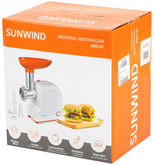Мясорубка SunWind SWG181 1800Вт белый/оранжевый от магазина РЭССИ