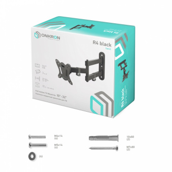 Кронштейн для телевизора Onkron R4 черный 10"-32" макс.25кг настенный поворот и наклон от магазина РЭССИ
