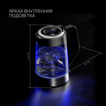 Чайник электрический Polaris PWK 1725CGLD 1.7л. 2200Вт серебристый матовый корпус: стекло/металл от магазина РЭССИ