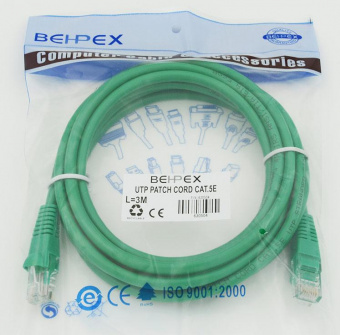 Патч-корд cat5E molded 3м зеленый RJ-45 (m)-RJ-45 (m) от магазина РЭССИ