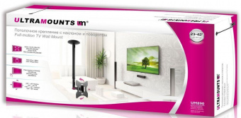 Кронштейн для телевизора Ultramounts UM890 черный 17"-43" макс.30кг потолочный поворотно-выдвижной и наклонный от магазина РЭССИ