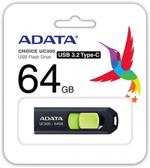Флеш Диск A-Data 64Gb Type-C UC300 ACHO-UC300-64G-RBK/GN USB3.2 черный/зеленый от магазина РЭССИ