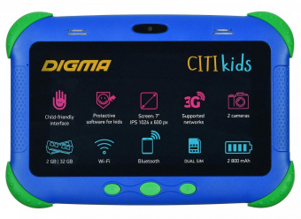 Планшет Digma CITI Kids MT8321 (1.3) 4C RAM2Gb ROM32Gb 7" IPS 1024x600 3G Android 9.0 синий 2Mpix 0.3Mpix BT WiFi Touch microSDHC 64Gb minUSB 2800mAh от магазина РЭССИ