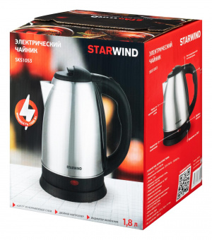 Чайник электрический Starwind SKS1053 1.8л. 1500Вт серебристый/черный (корпус: нержавеющая сталь/пластик) от магазина РЭССИ