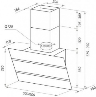 Вытяжка каминная Maunfeld Bridge 60 нержавеющая сталь/черный управление: кнопочное (1 мотор) от магазина РЭССИ