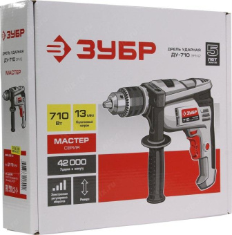 Дрель ударная Зубр ДУ-710 ЭРМ2 710Вт патрон:кулачковый реверс от магазина РЭССИ