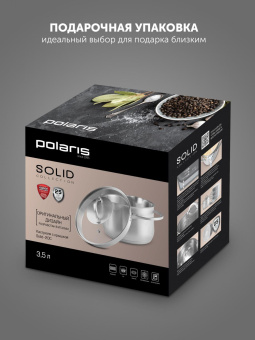 Кастрюля Polaris Solid-20C 3.5л. d=20см (с крышкой) серебристый (15132) от магазина РЭССИ