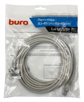 Патч-корд Buro UTP 4 пары cat5E CCA molded 5м серый RJ-45 (m)-RJ-45 (m) от магазина РЭССИ