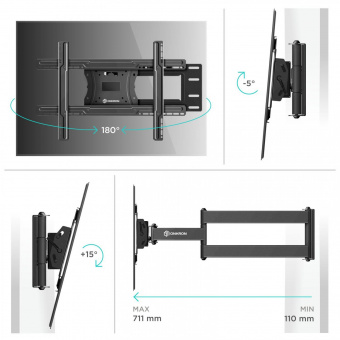 Кронштейн для телевизора Onkron M7L черный 40"-75" макс.68.2кг настенный поворот и наклон от магазина РЭССИ