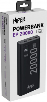 Мобильный аккумулятор Hiper EP 20000 20000mAh 3A QC PD 2xUSB черный (EP 20000 BLACK) от магазина РЭССИ