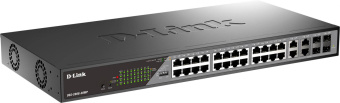 Коммутатор D-Link DSS-200G-28MP/A1A (L2) 24x1Гбит/с 4xКомбо(1000BASE-T/SFP) 24PoE 24PoE+ 370W настраиваемый от магазина РЭССИ