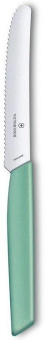 Нож кухонный Victorinox Swiss Modern (6.9006.11W41) стальной столовый для томатов лезв.110мм серрейт. заточка мятный от магазина РЭССИ