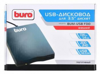 Дисковод USB 3.5" Buro BUM-USB FDD 1.44Mb внешний черный от магазина РЭССИ