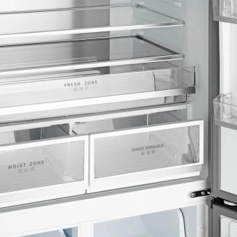 Холодильник Weissgauff WCD 510 Built-in Inverter NoFrost Black Glass 2-хкамерн. черный инвертер от магазина РЭССИ