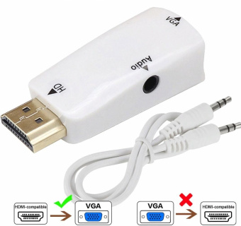 Переходник аудио-видео Premier 5-983AC HDMI (m)/VGA (f)/Jack 3.5 (f) белый от магазина РЭССИ