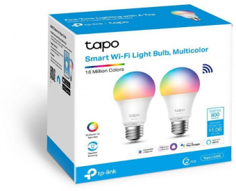 Умная лампа TP-Link TAPO L530E(2-PACK) E27 8.7Вт 806lm Wi-Fi (упак.:2шт) от магазина РЭССИ